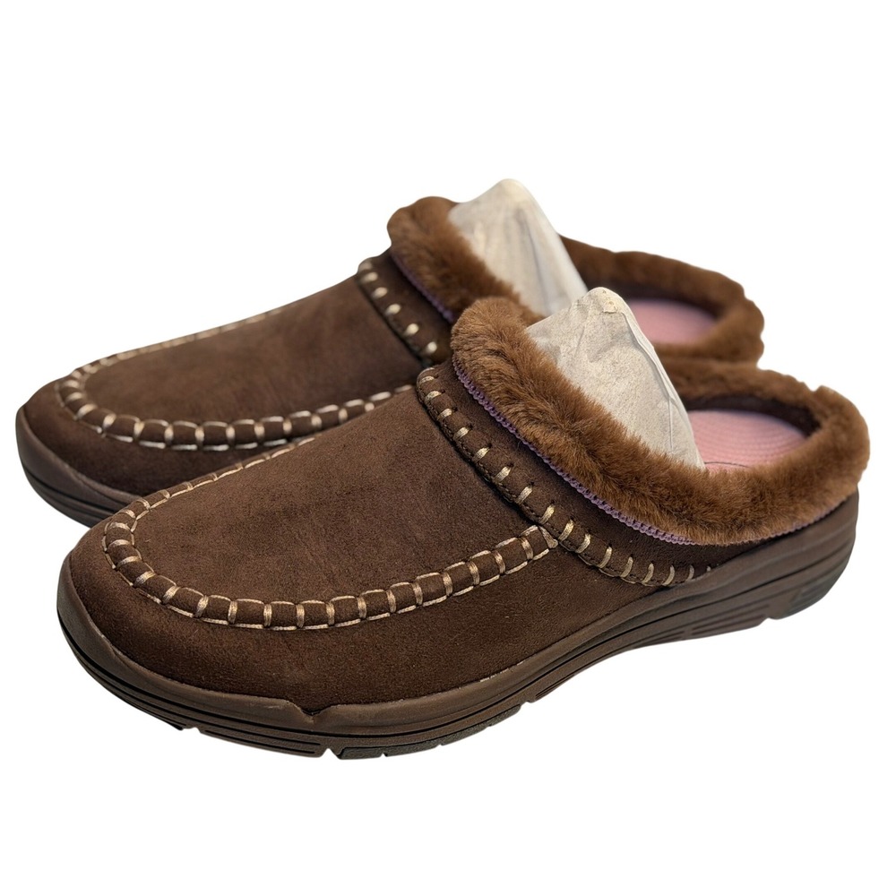 Ryka Ariana Clogs Chicory Brown Faux Fur‎ Lined Winter Mules Women 6.5 Wide